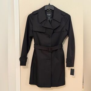 Kate Spade Short Single-Breasted Pleated Back Trench Coat NWT with minor ripped